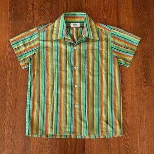 Vintage 70s Striped Button Up Camp Shirt by Mambro